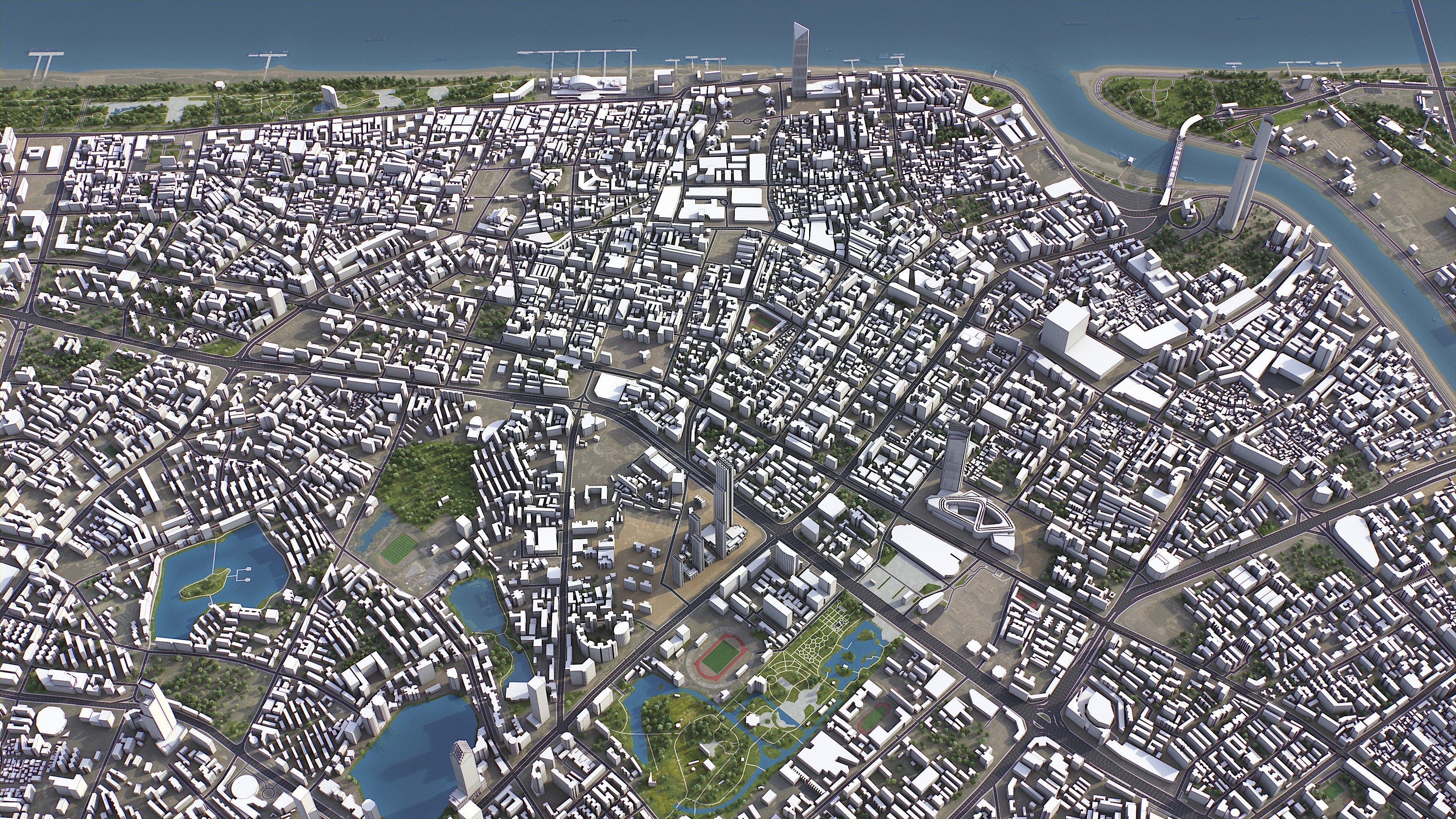 Wuhan - 3D City Model Low-poly 3D model_3