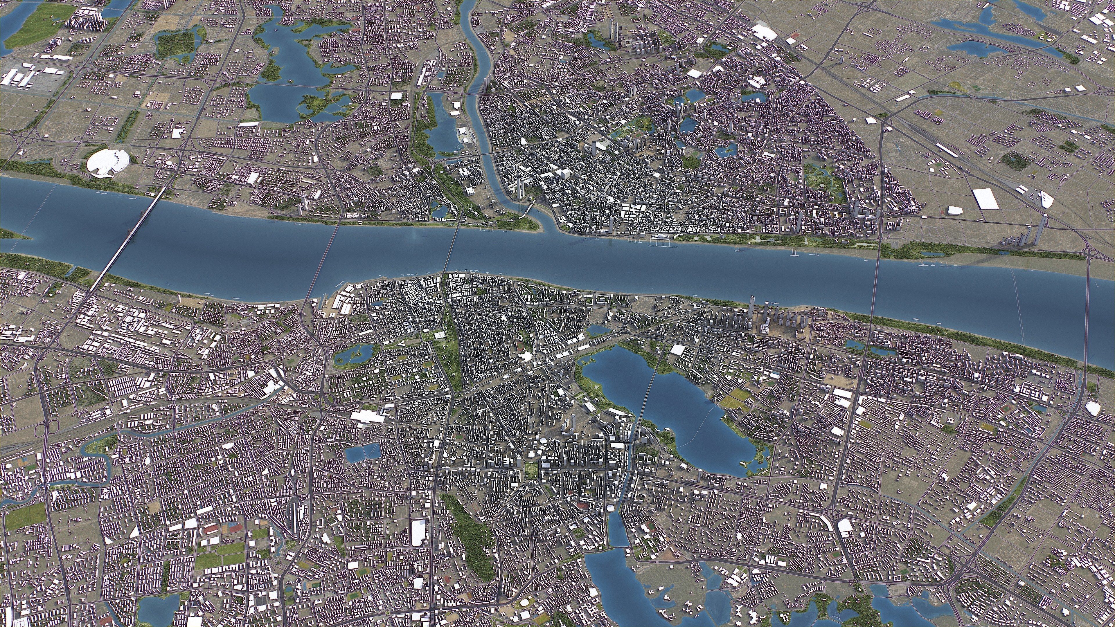 Wuhan - 3D City Model Low-poly 3D model_13
