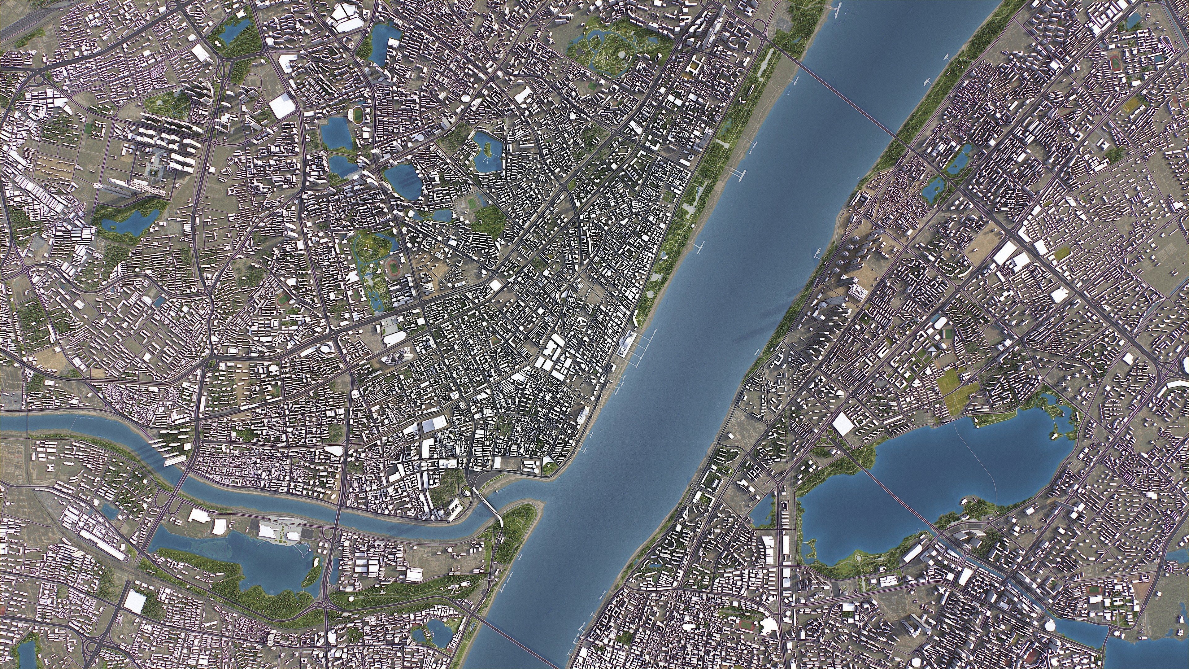 Wuhan - 3D City Model Low-poly 3D model_16