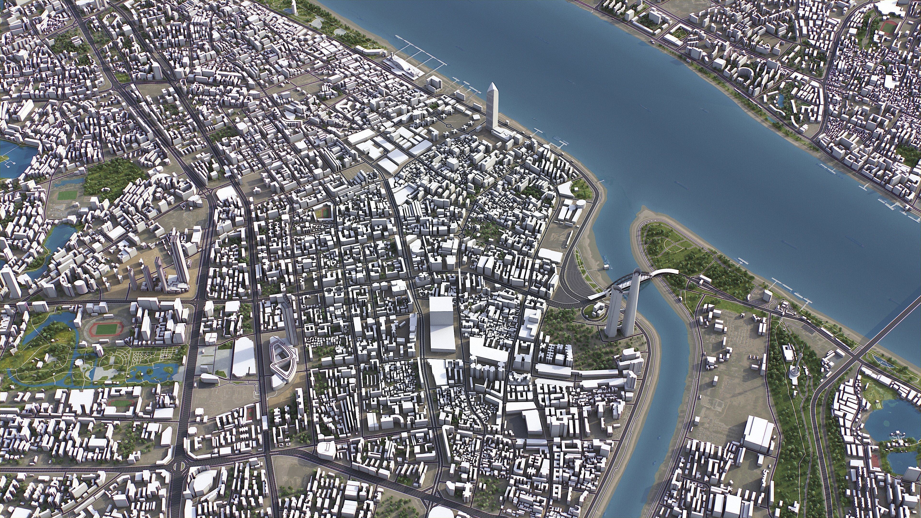 Wuhan - 3D City Model Low-poly 3D model_2