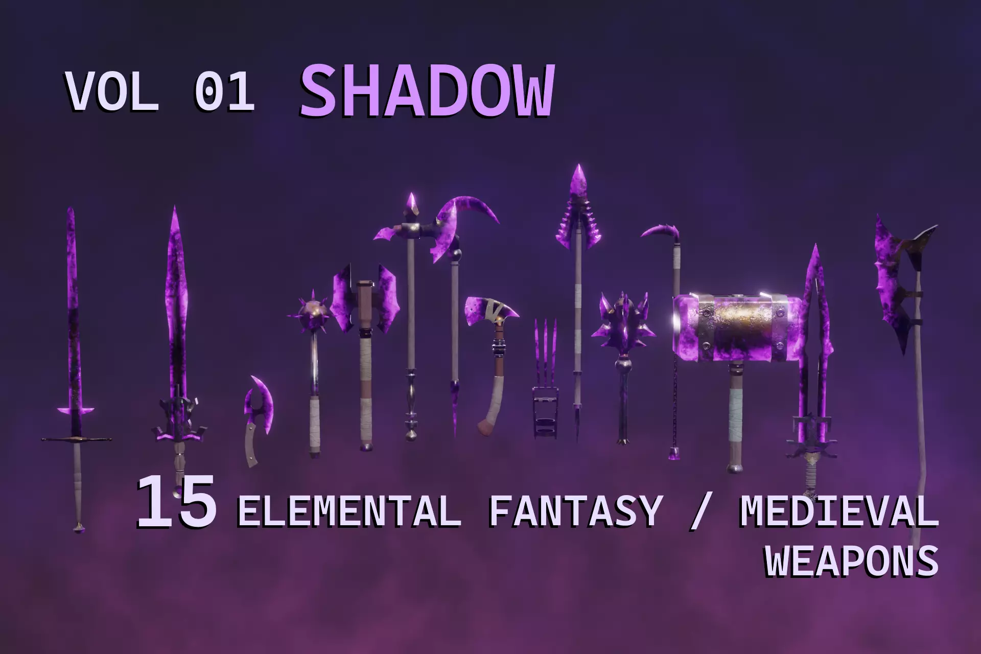 15 Shadow - cursed weapons - medieval - fantasy - magic - VOL 01 Low-poly 3D model_0