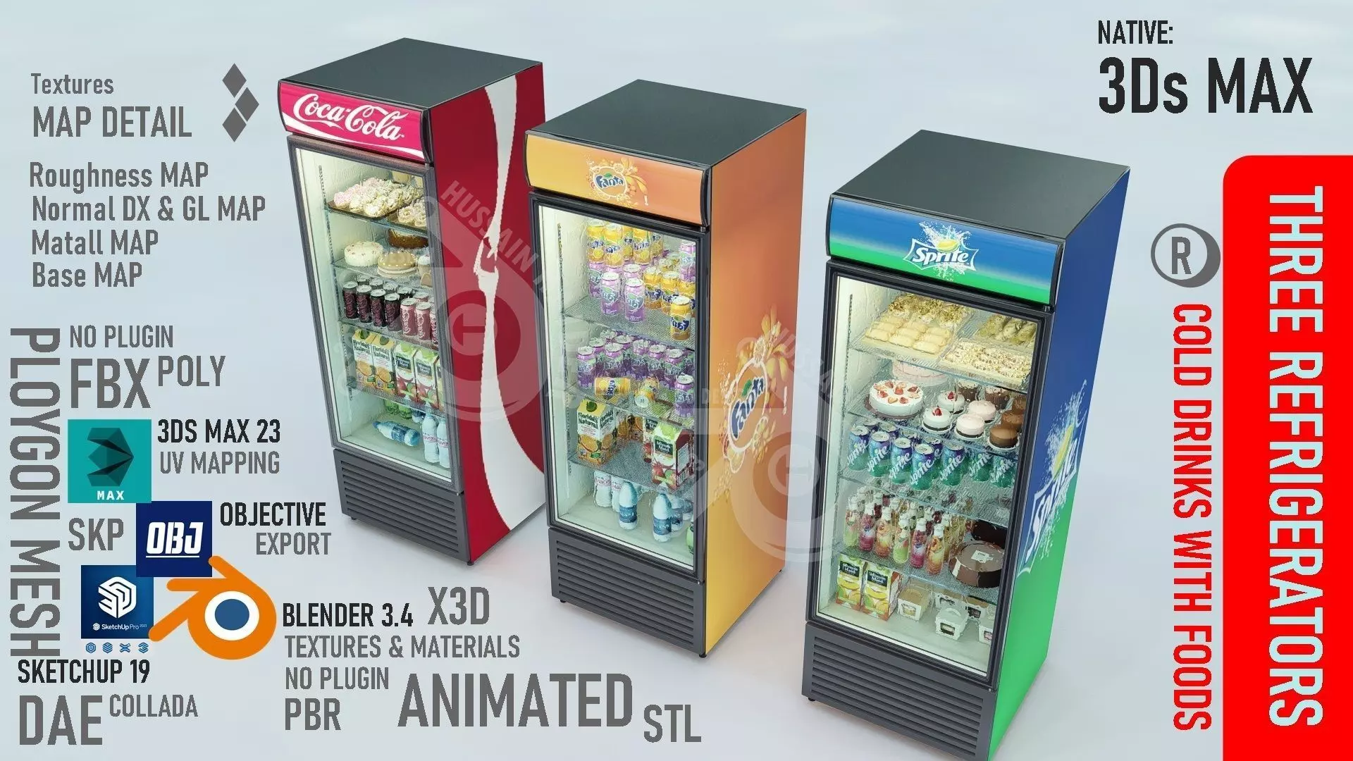 Food refrigerators Low-poly 3D model_0