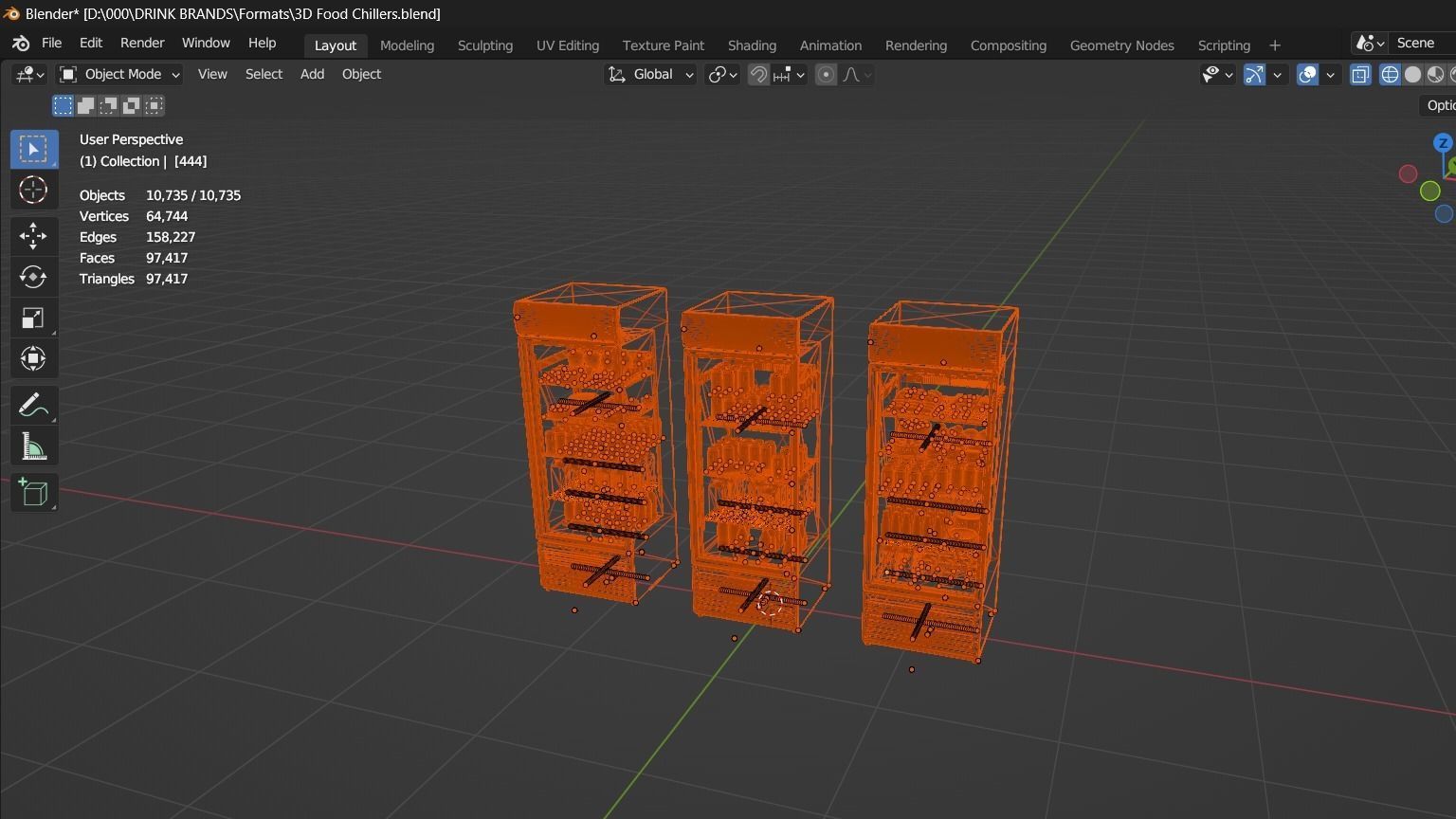Food refrigerators Low-poly 3D model_10