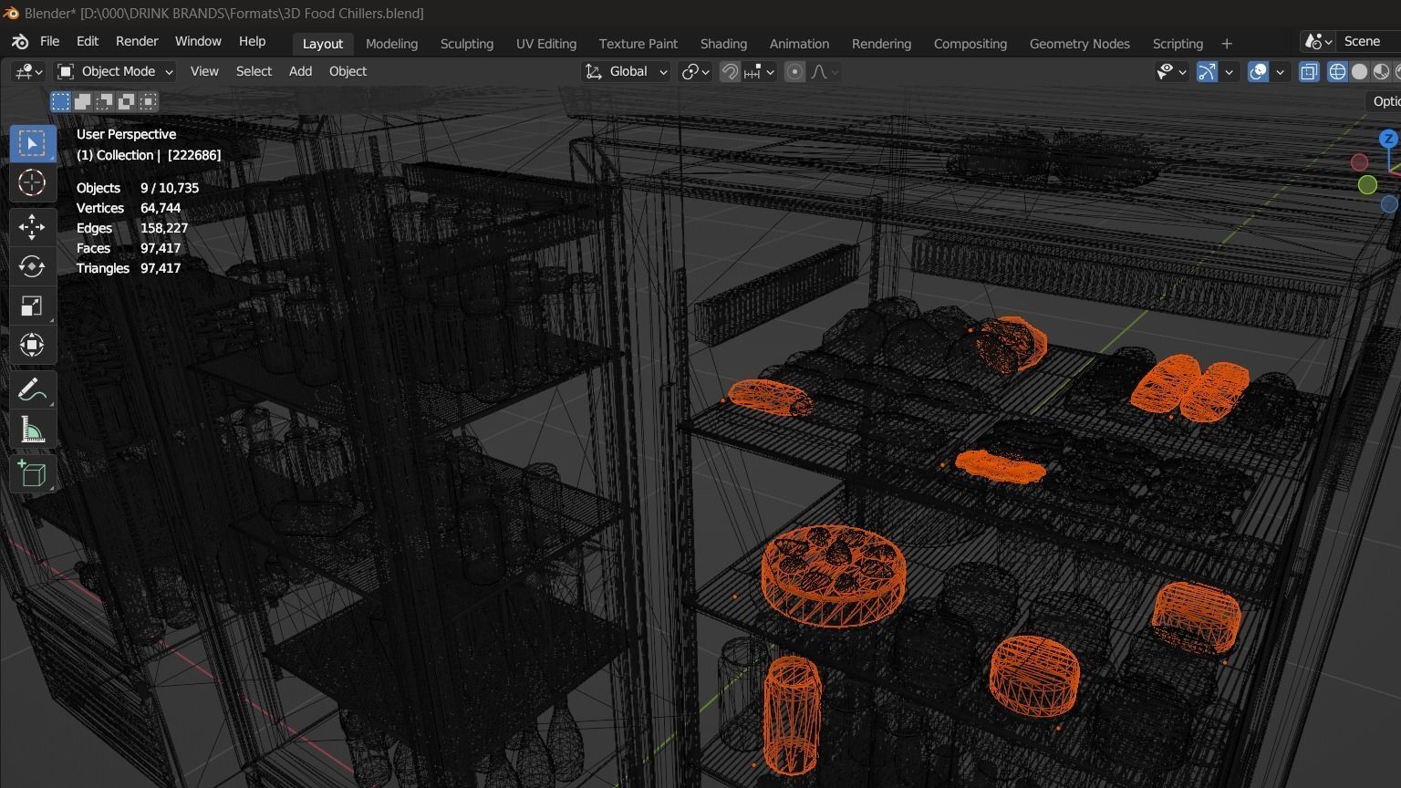 Food refrigerators Low-poly 3D model_6