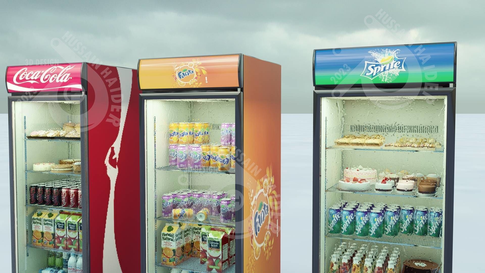 Food refrigerators Low-poly 3D model_5