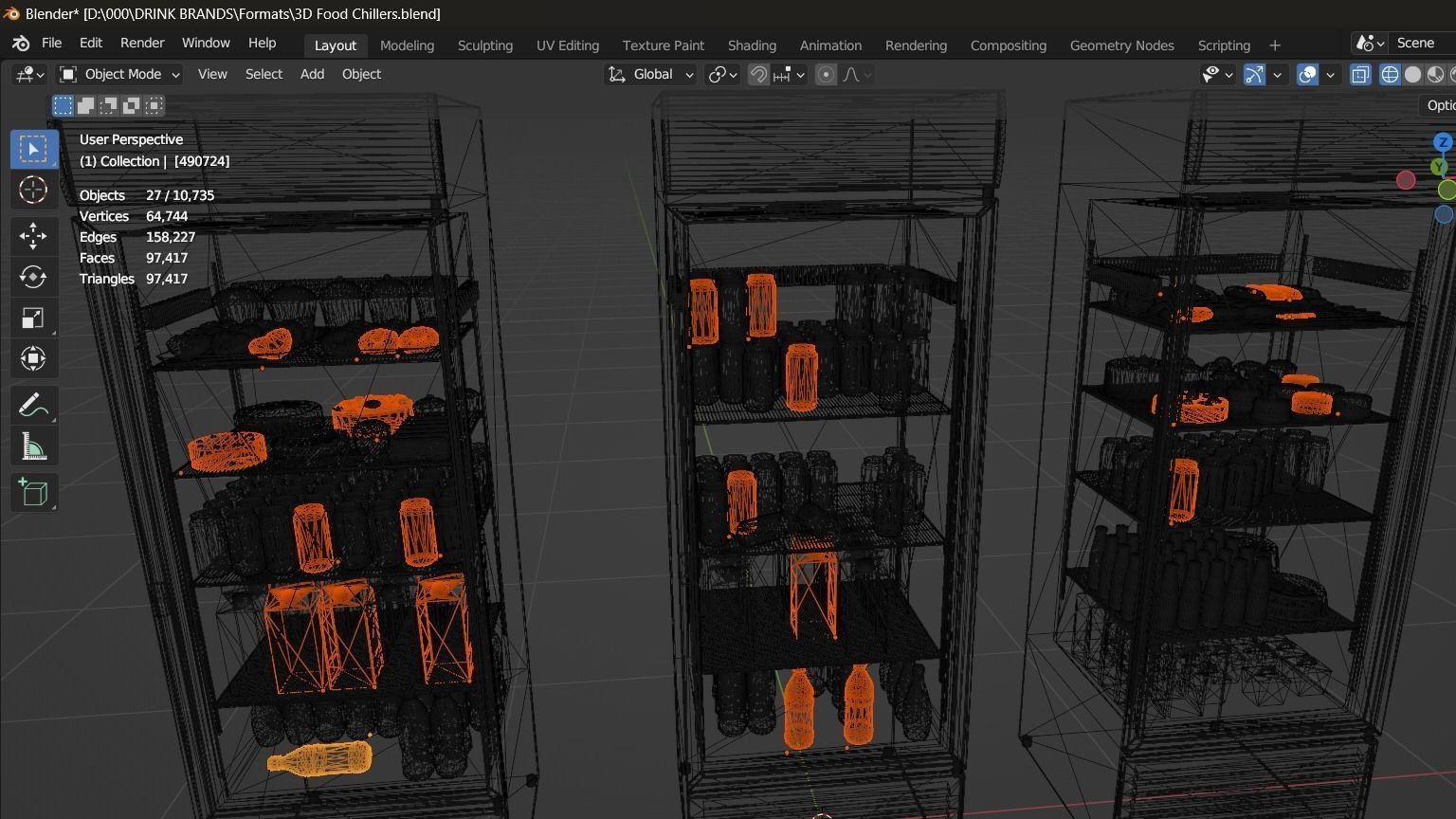 Food refrigerators Low-poly 3D model_2
