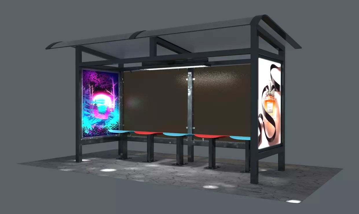 French Bus Shelter Free 3D model