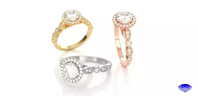 Round Halo Diamond Engagement Ring