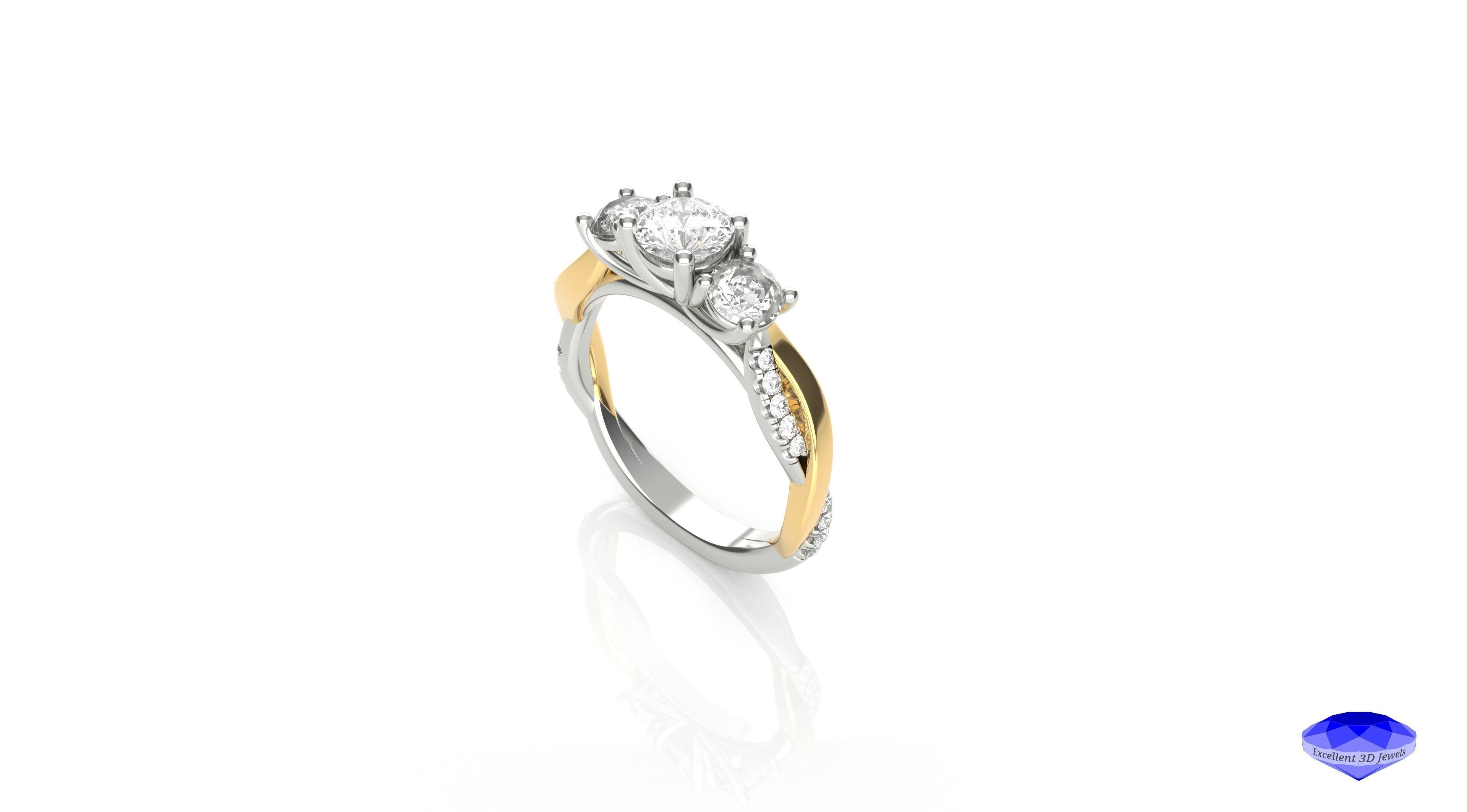 Round Trinity Twisted Band Ring 3D print model_3