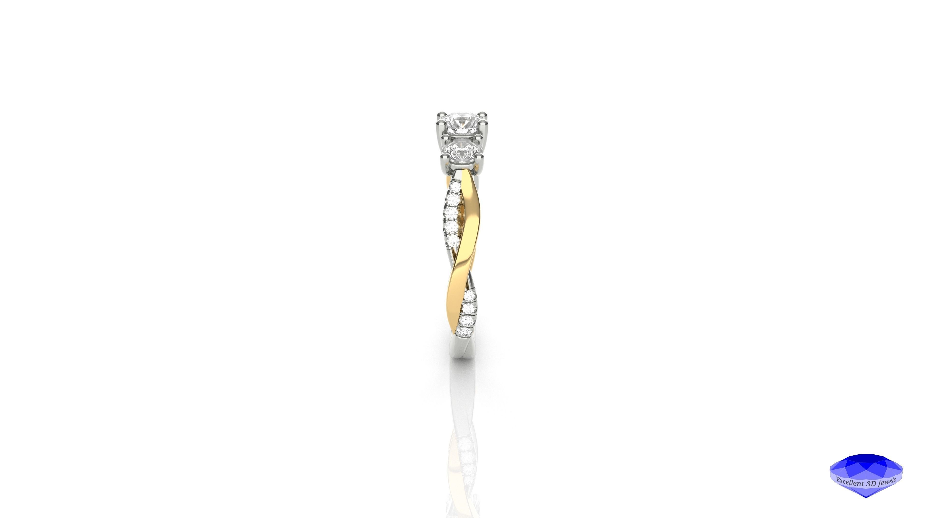 Round Trinity Twisted Band Ring 3D print model_4