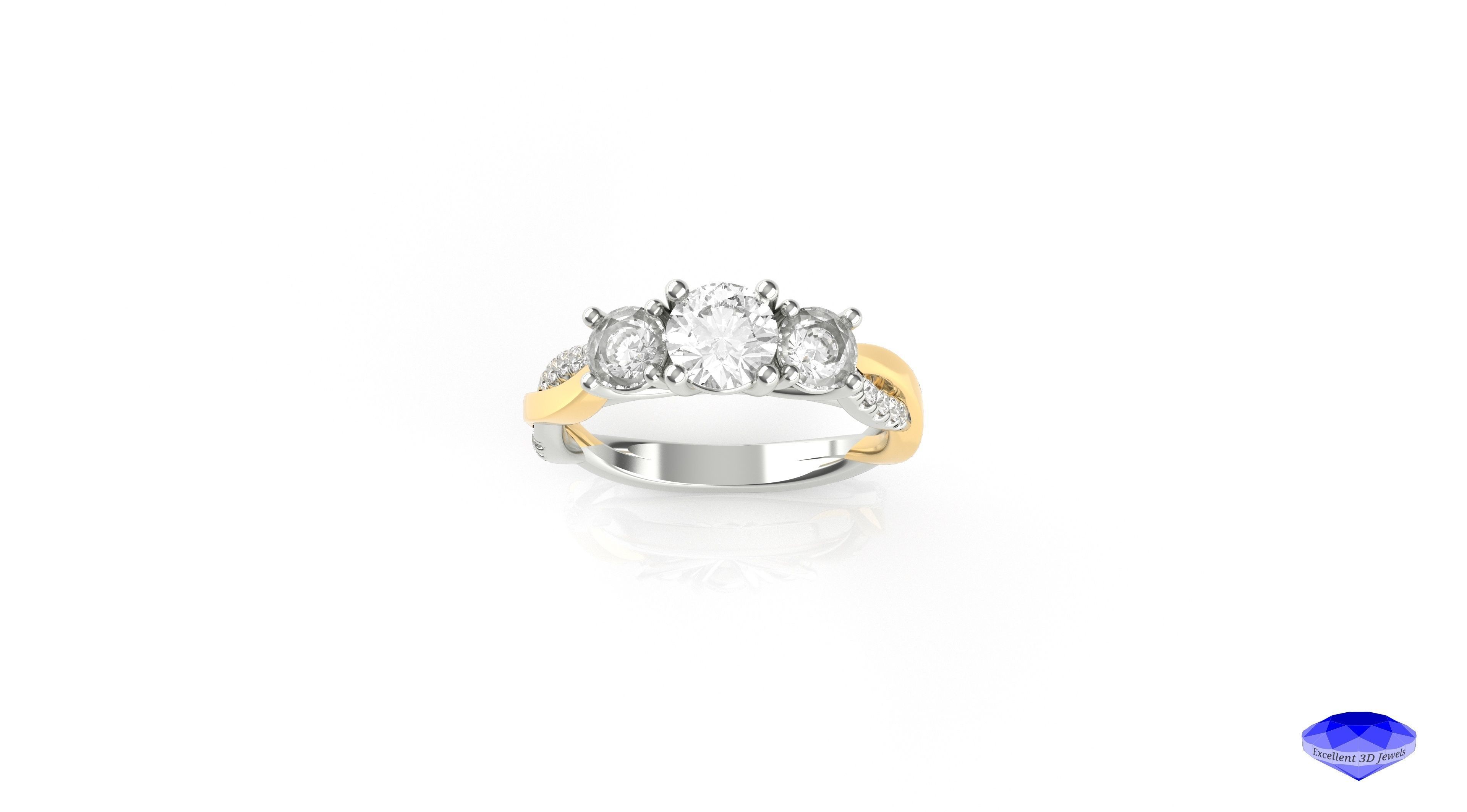 Round Trinity Twisted Band Ring 3D print model_1