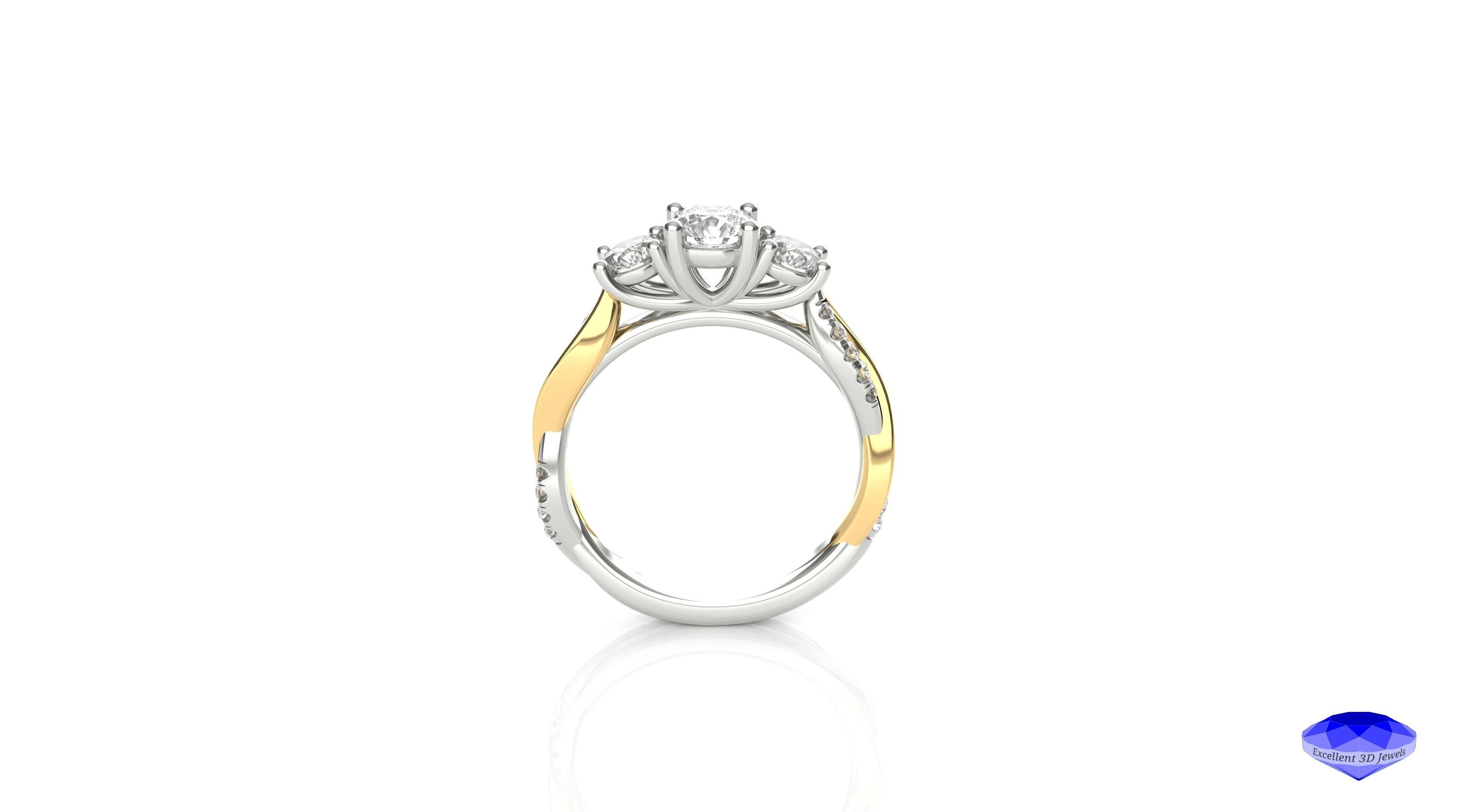 Round Trinity Twisted Band Ring 3D print model_2