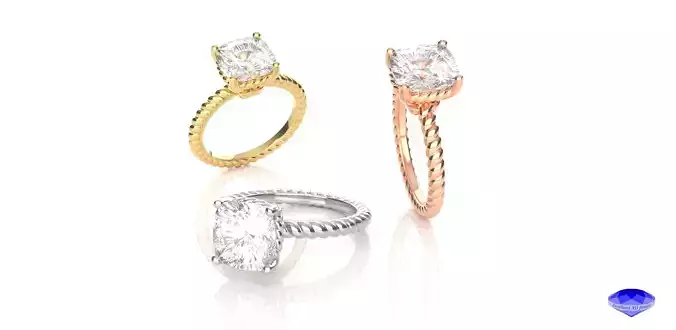Cushion Shape Braded Solitaire Ring