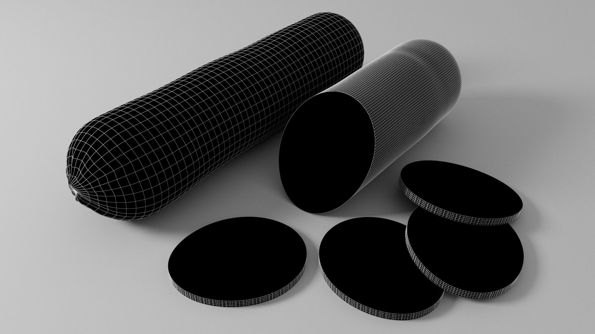 Whole Salami and Sliced Salami with Slices 3D model_7