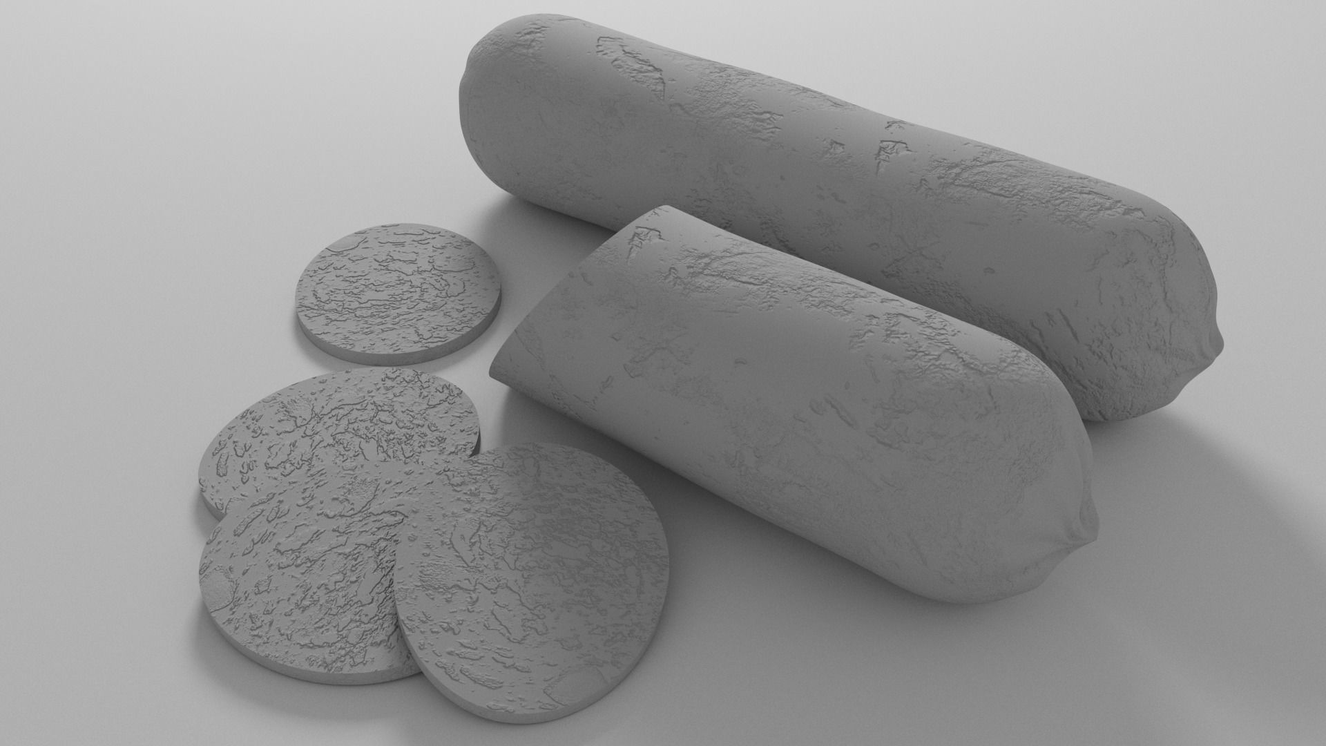 Whole Salami and Sliced Salami with Slices 3D model_6