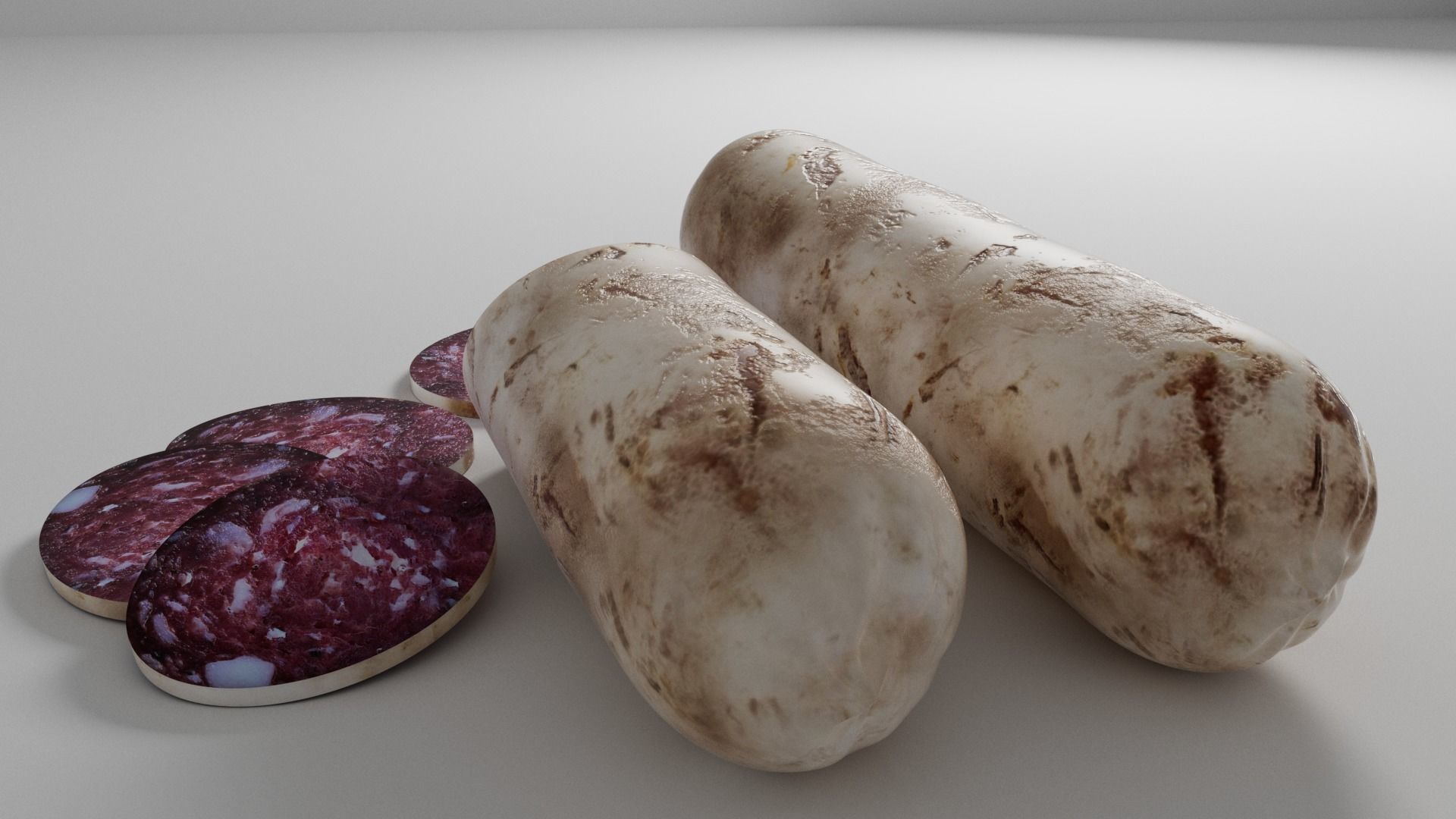 Whole Salami and Sliced Salami with Slices 3D model_4