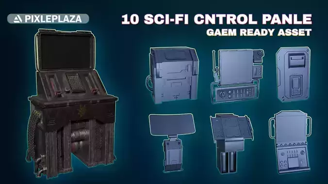 10 SCI-FI CONTROL PANEL GAME READY 3D model