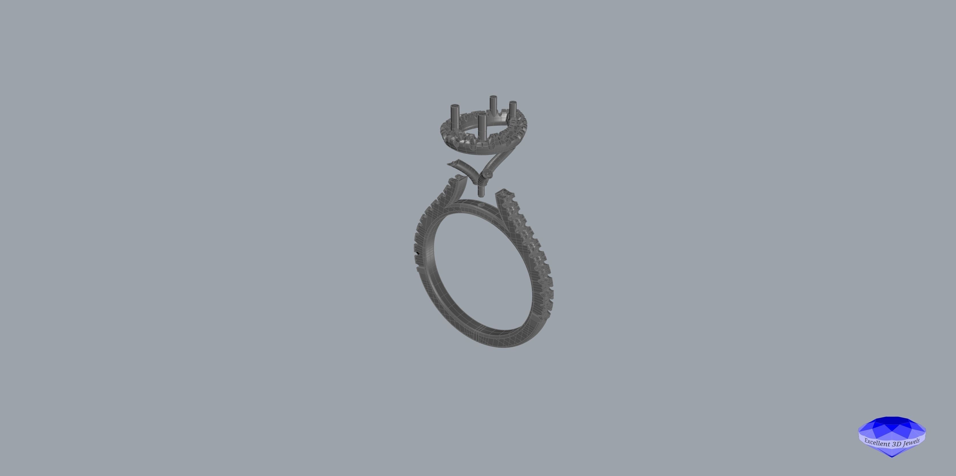 Pear Shape Halo Diamond Ring 3D print model_6