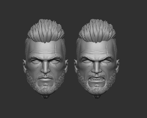 Geralt  of Rivia custom haircut- Head for Action Figures  3D print model