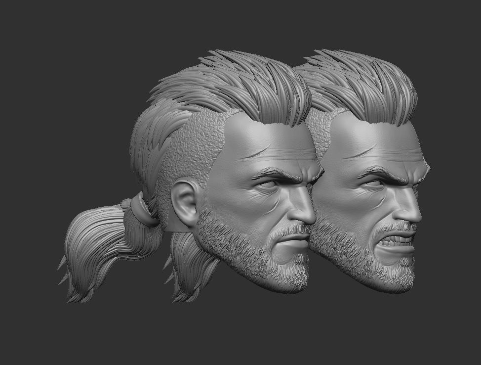 Geralt  of Rivia custom haircut- Head for Action Figures  3D print model_1