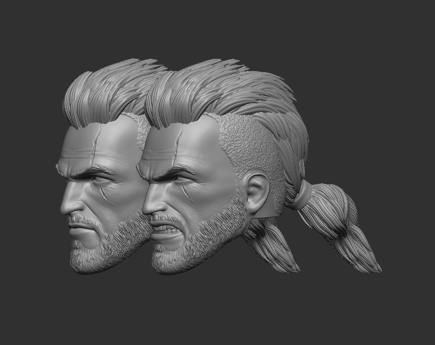 Geralt  of Rivia custom haircut- Head for Action Figures  3D print model_3