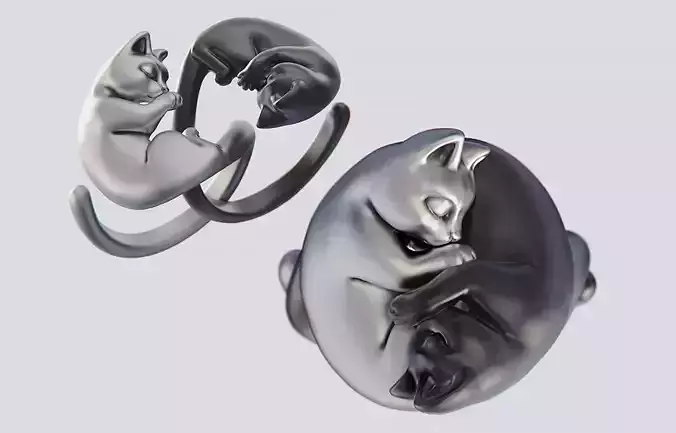 Yin Yang Cats 3D print model