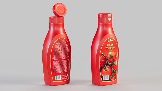Tomato Ketchup Bottle PBR 3D model 5