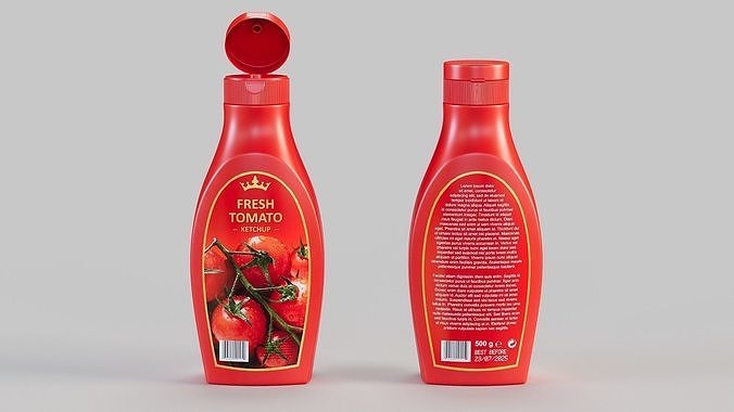 Tomato Ketchup Bottle PBR 3D model 2