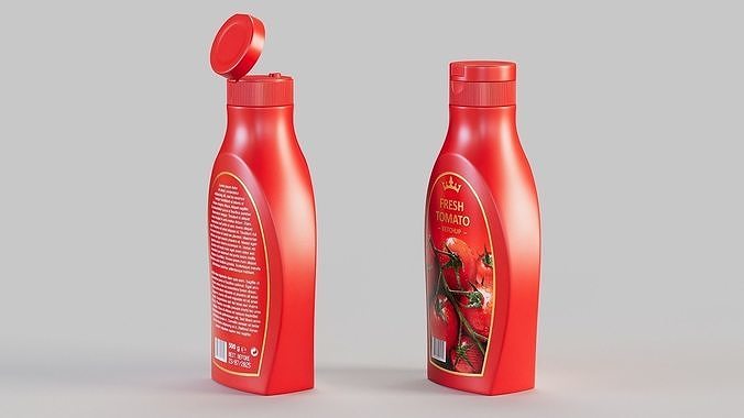 Tomato Ketchup Bottle PBR 3D model 7