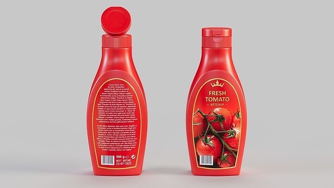 Tomato Ketchup Bottle PBR 3D model 6