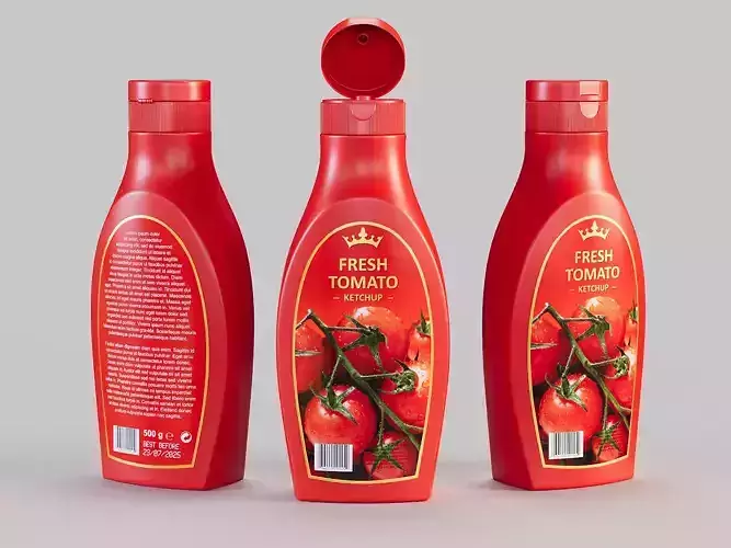 Tomato Ketchup Bottle PBR 3D model