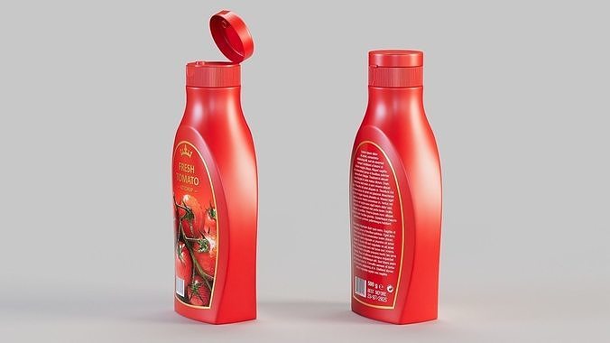 Tomato Ketchup Bottle PBR 3D model 3