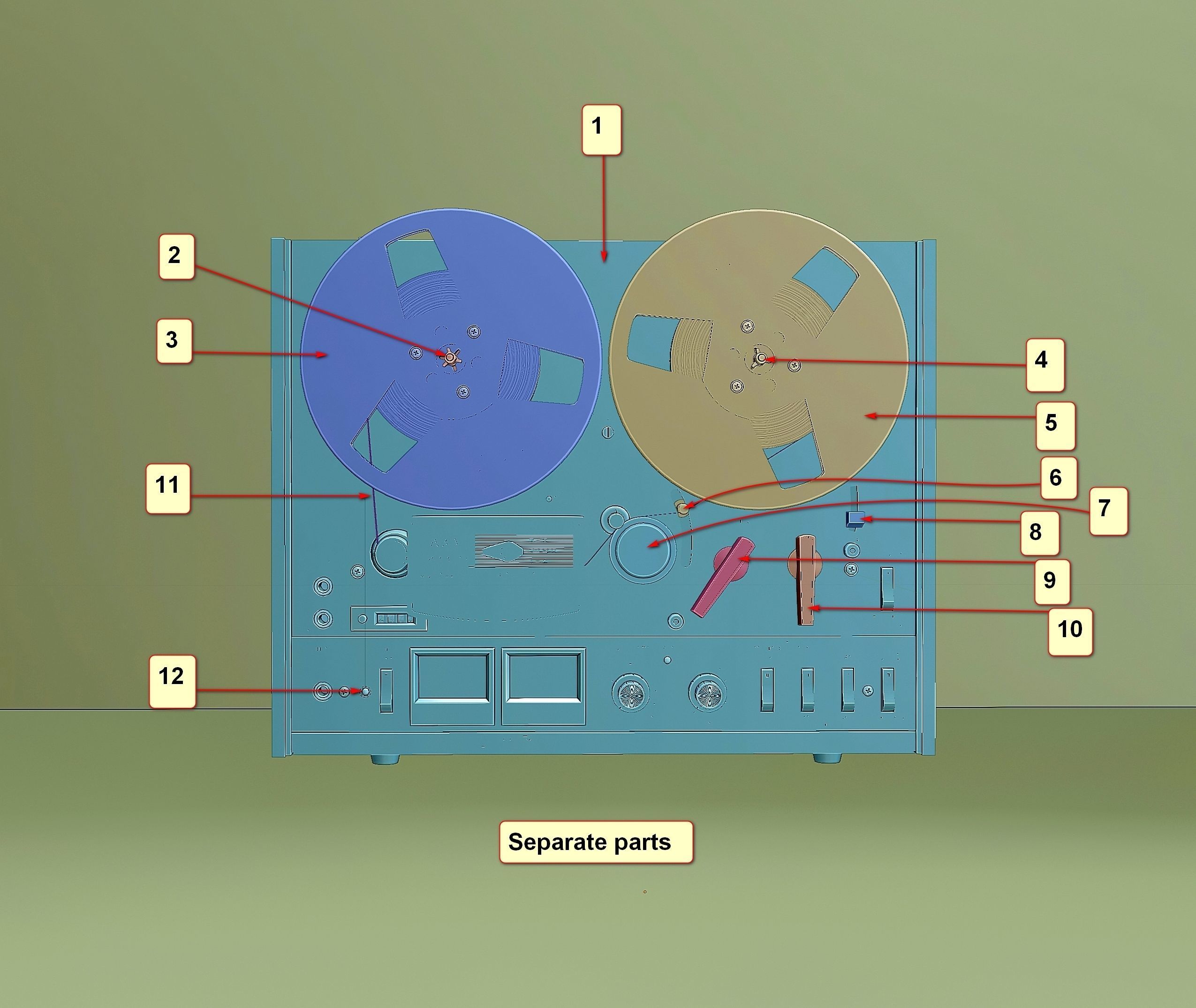 Vintage reel to reel tape deck 8 3D model_6