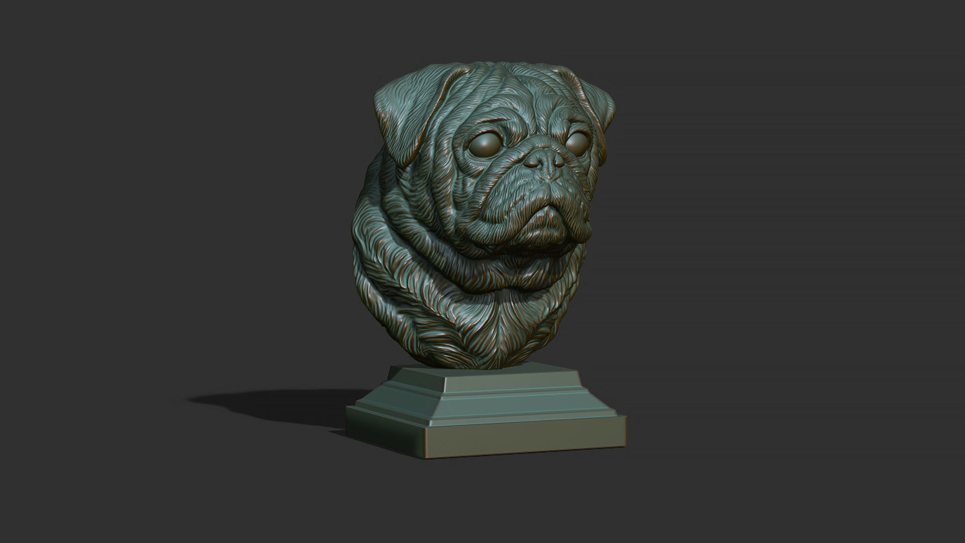 Pug  dog head 3D print model_23