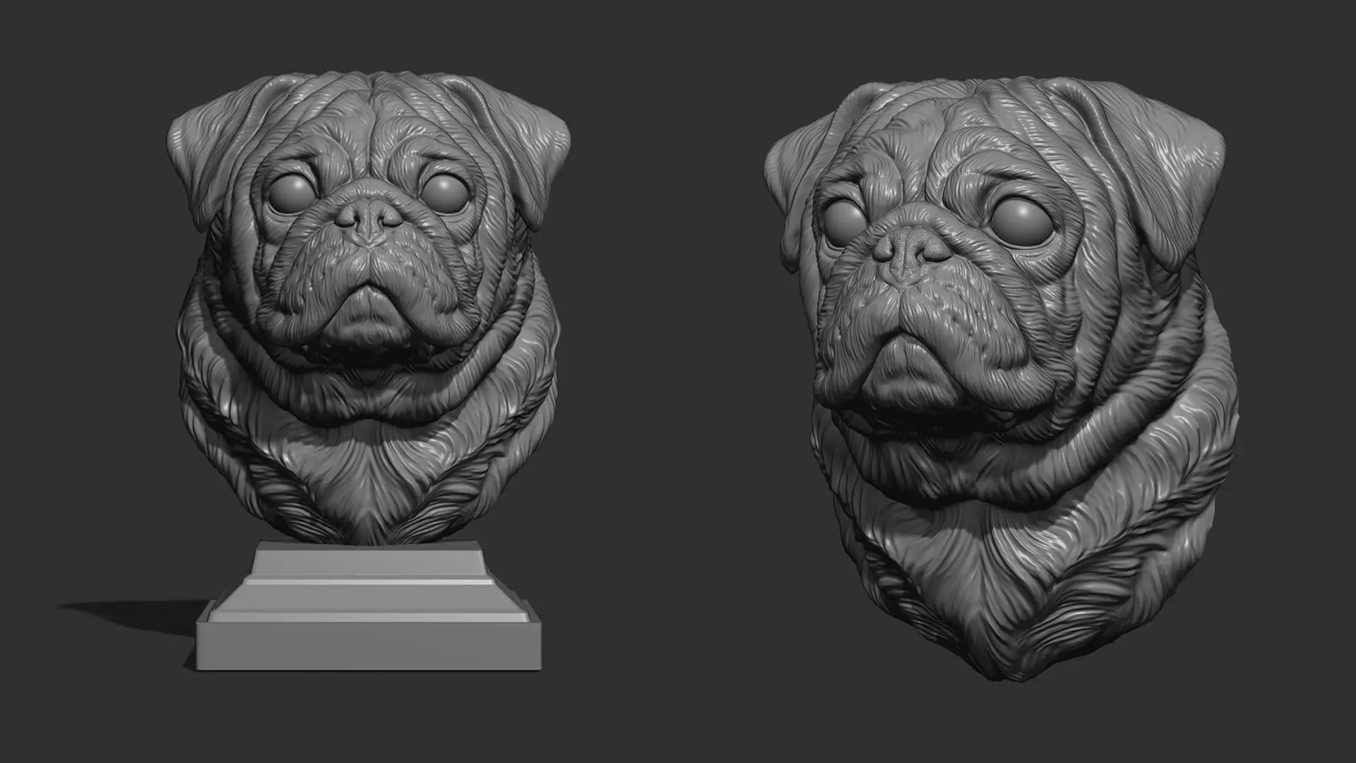 Pug  dog head 3D print model_0