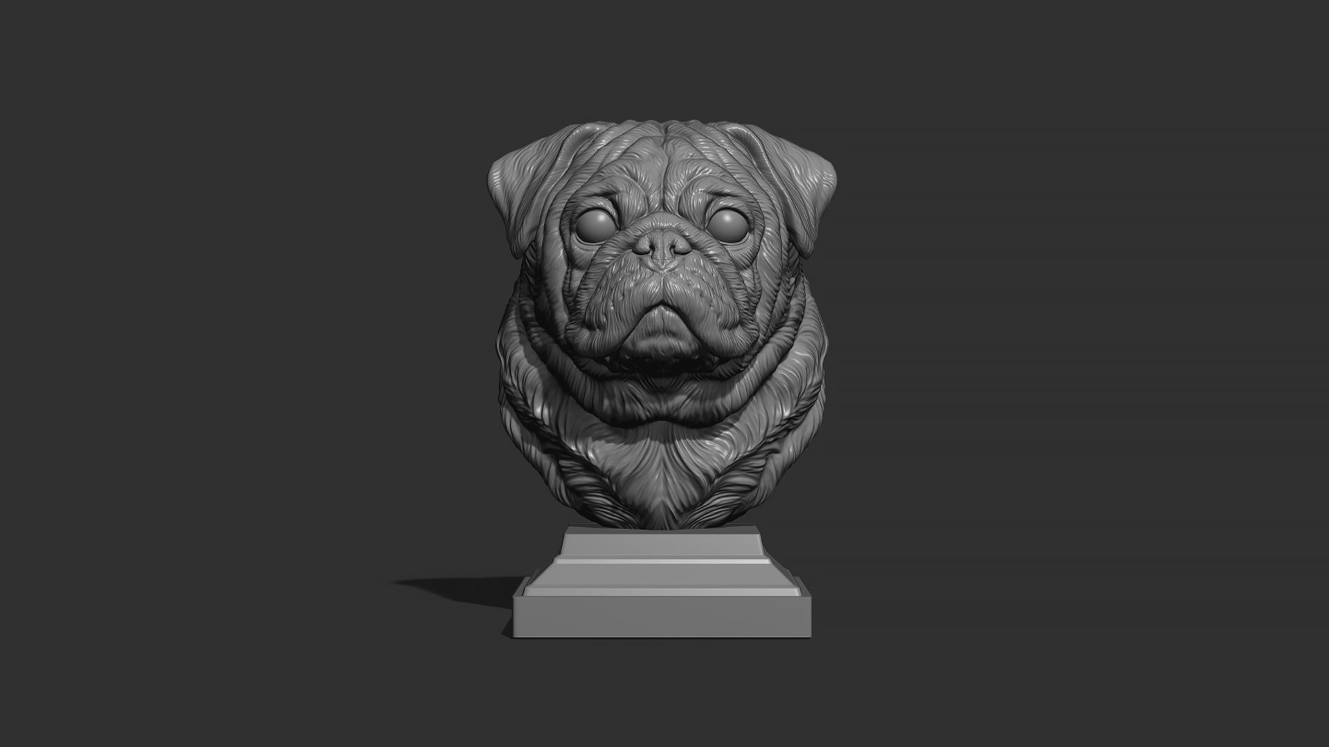Pug  dog head 3D print model_16