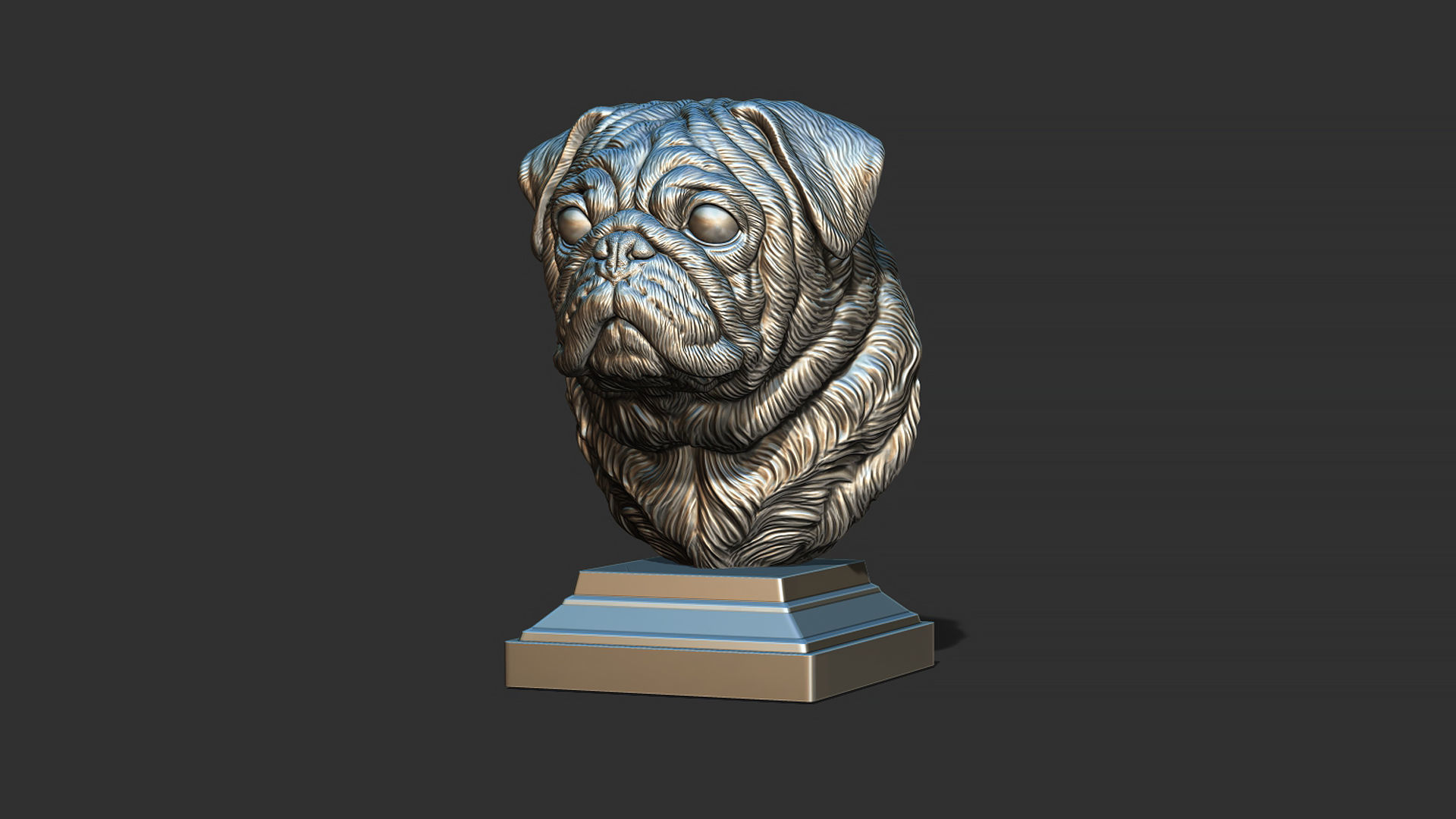 Pug  dog head 3D print model_12