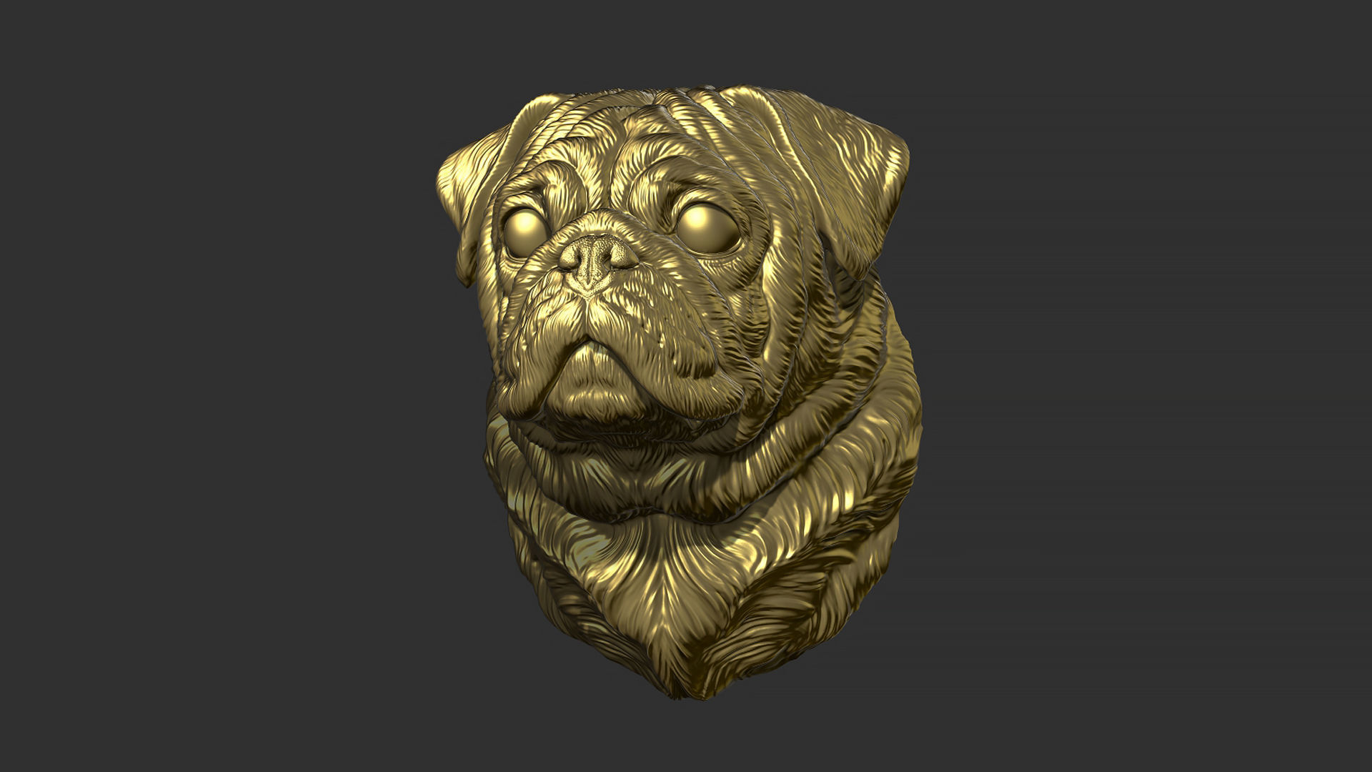 Pug  dog head 3D print model_2