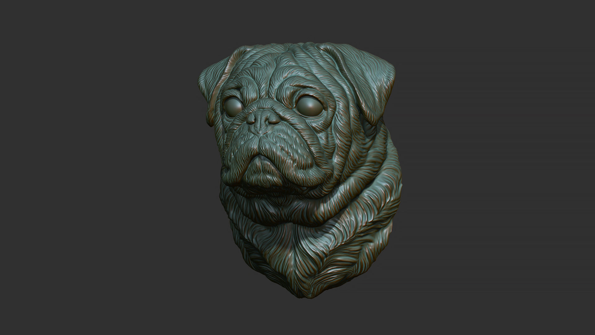 Pug  dog head 3D print model_11