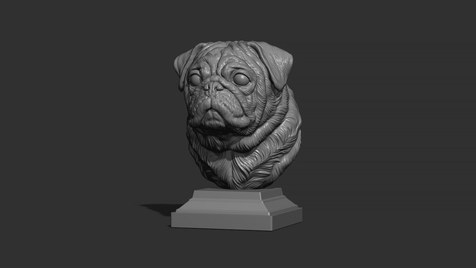 Pug  dog head 3D print model_17