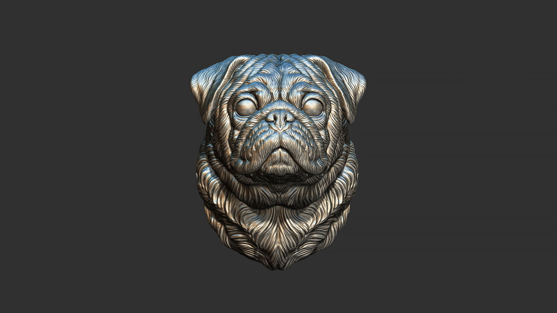 Pug  dog head 3D print model_1