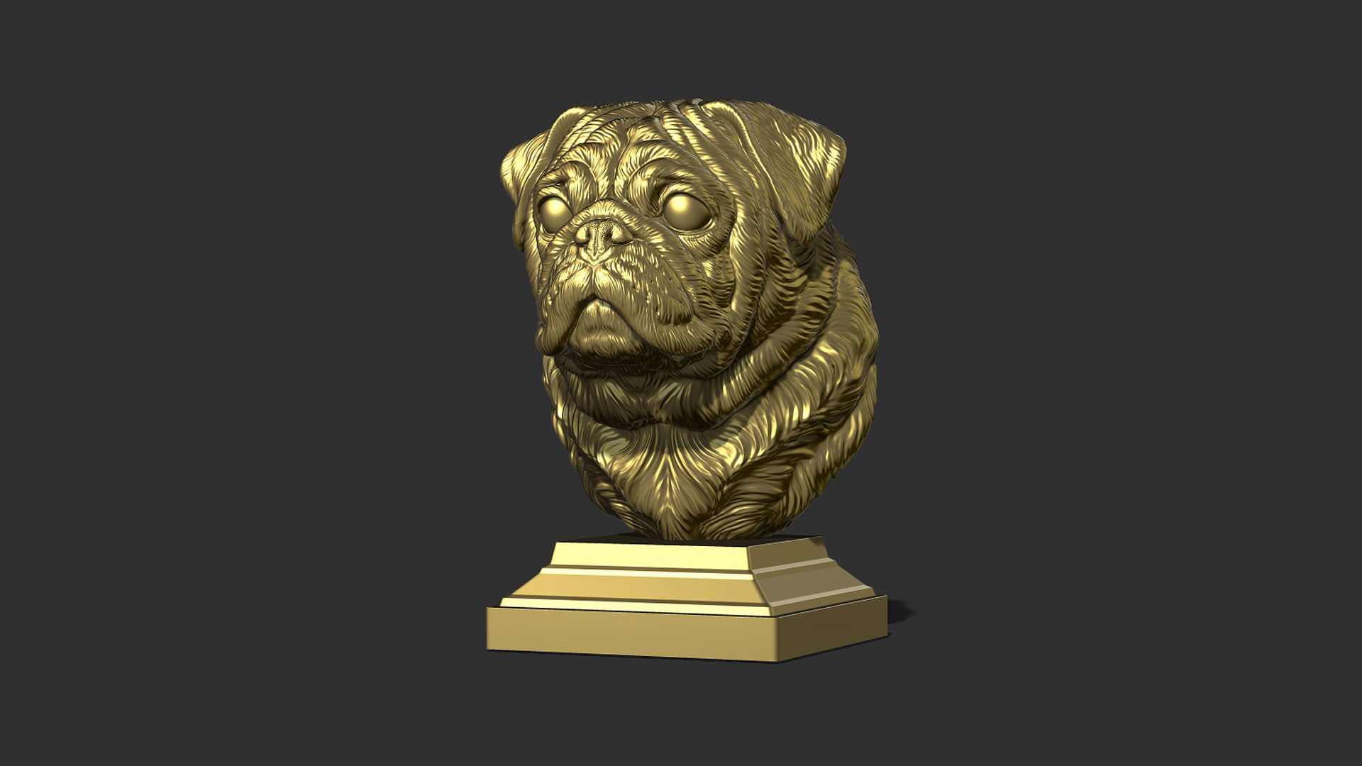 Pug  dog head 3D print model_14