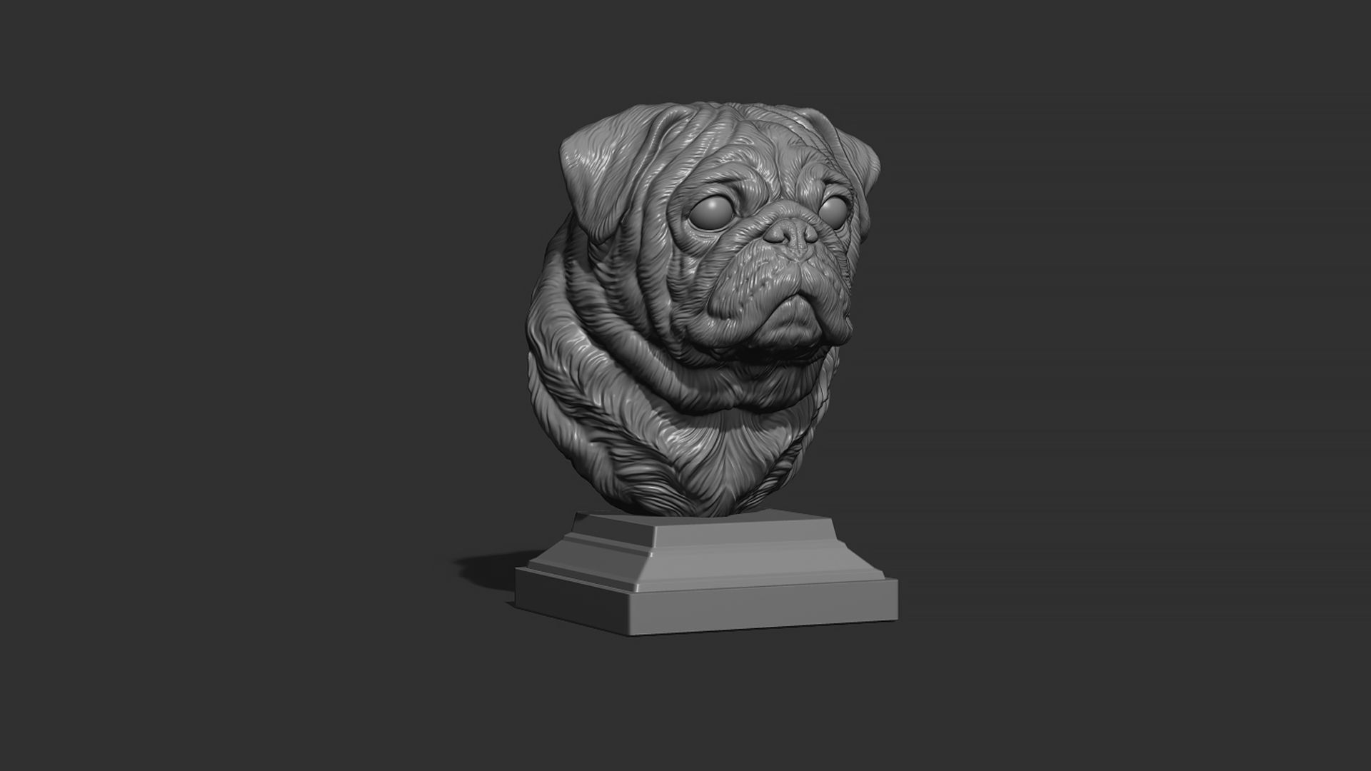 Pug  dog head 3D print model_15