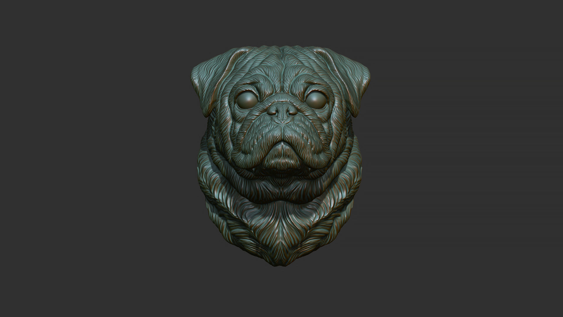 Pug  dog head 3D print model_9