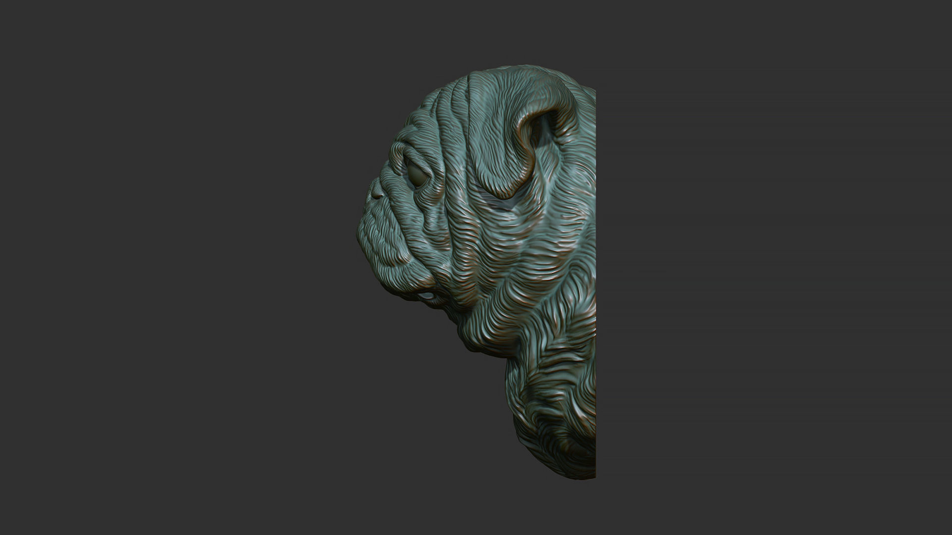 Pug  dog head 3D print model_10