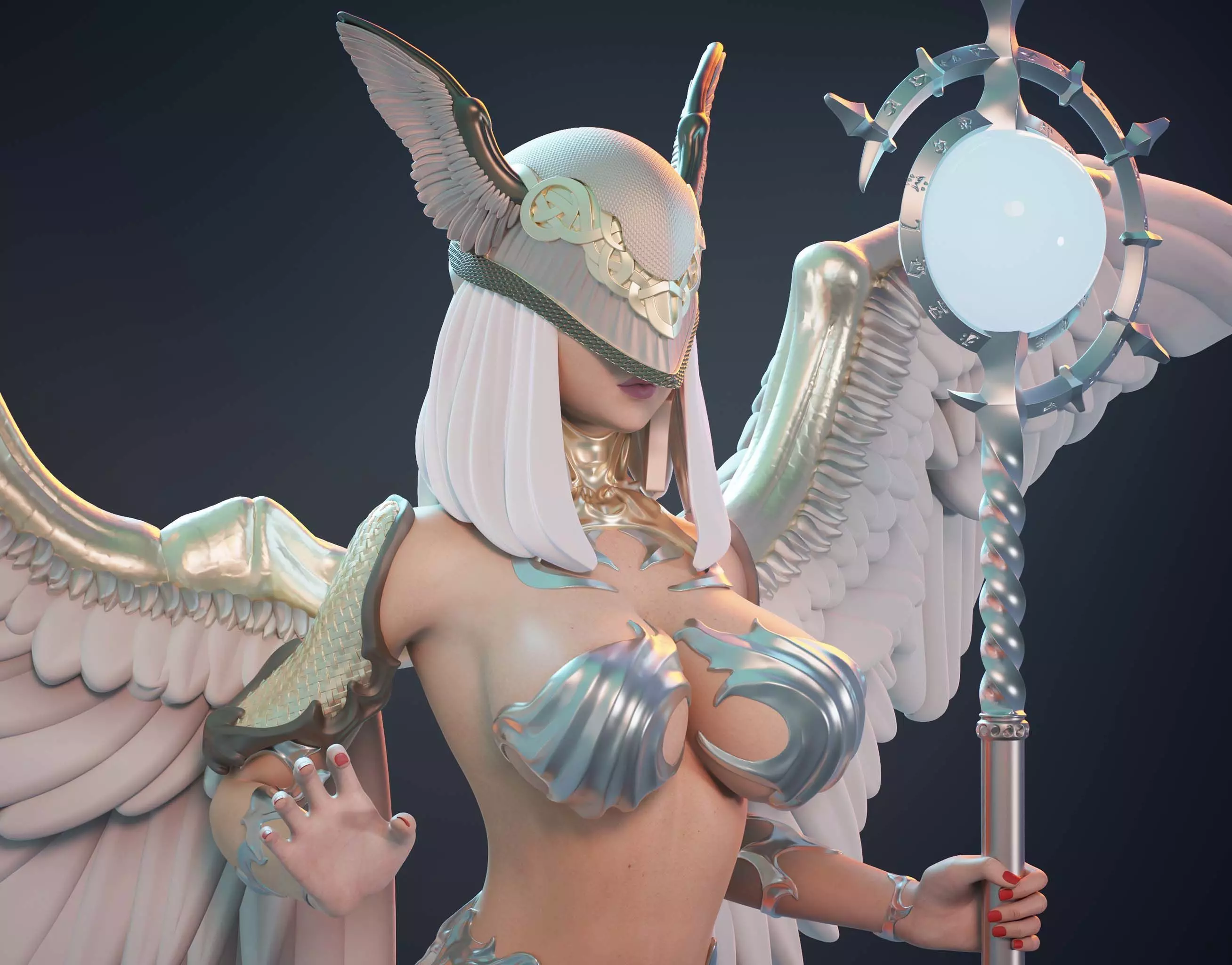 3D Print model - lady mage - Fully armored version 3D print model_0