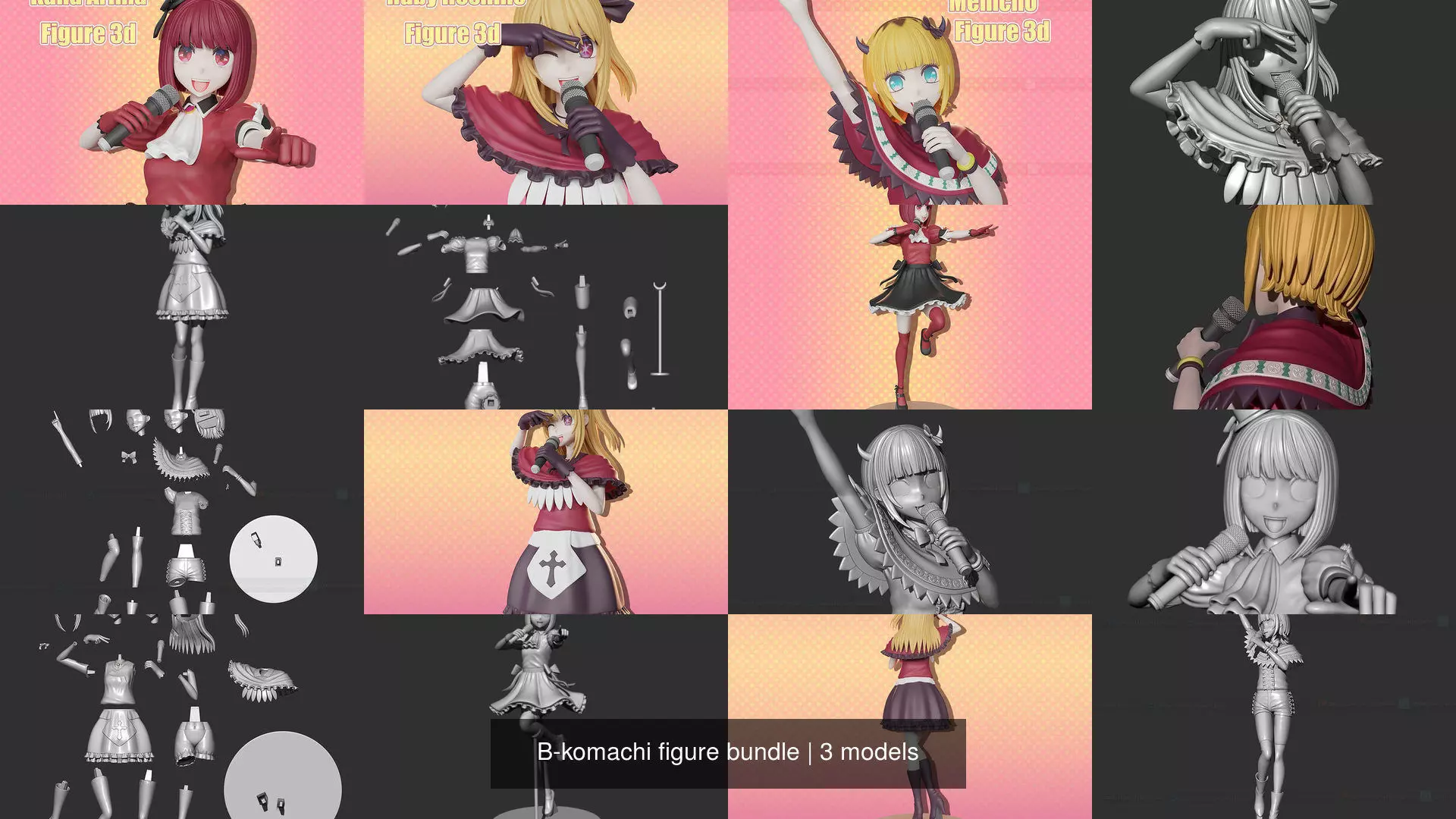 B-komachi figure bundle 3D Model Collection_4