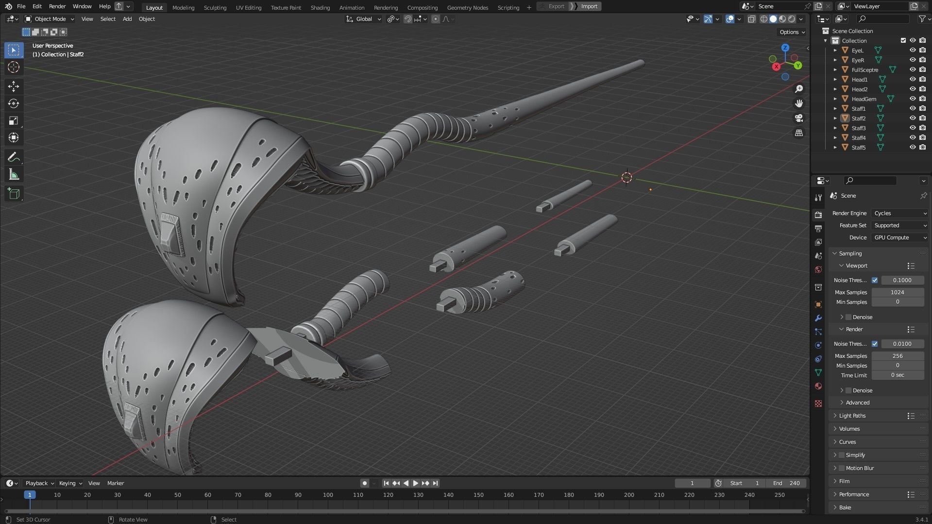Aladdin Jafar Cobra Scepter for Cosplay 3D print model_16