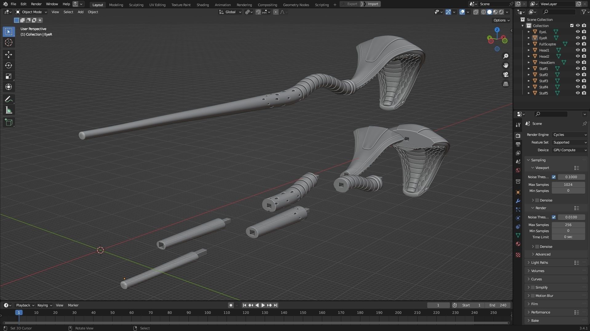Aladdin Jafar Cobra Scepter for Cosplay 3D print model_15