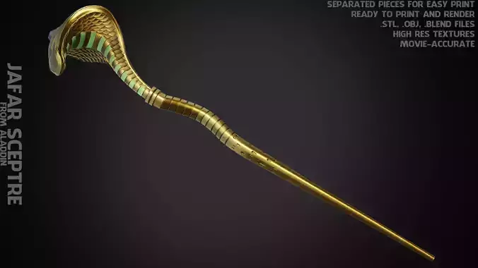 Aladdin Jafar Cobra Scepter for Cosplay 3D print model